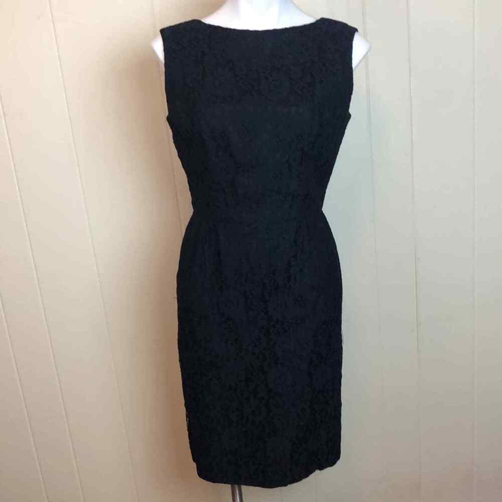 Vintage 50s 60s Wide Neck Lace Floral Wiggle Dress Small Medium Pin Up Cocktail
